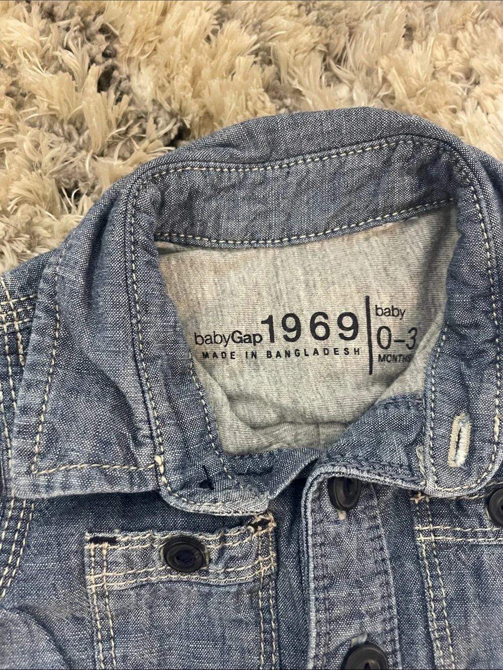 GAP Chambray Long-Sleeve Baby Romper - Blue